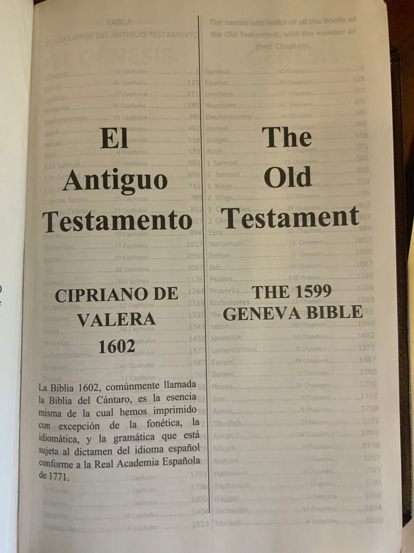 Geneva Bible in Spanish and English!